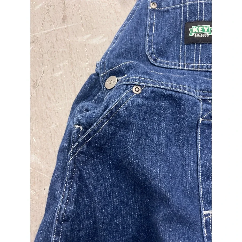 Key Bib Overalls Toddler 24M Blue‎ Denim 100% Cotton Adjustable Suspenders Retro